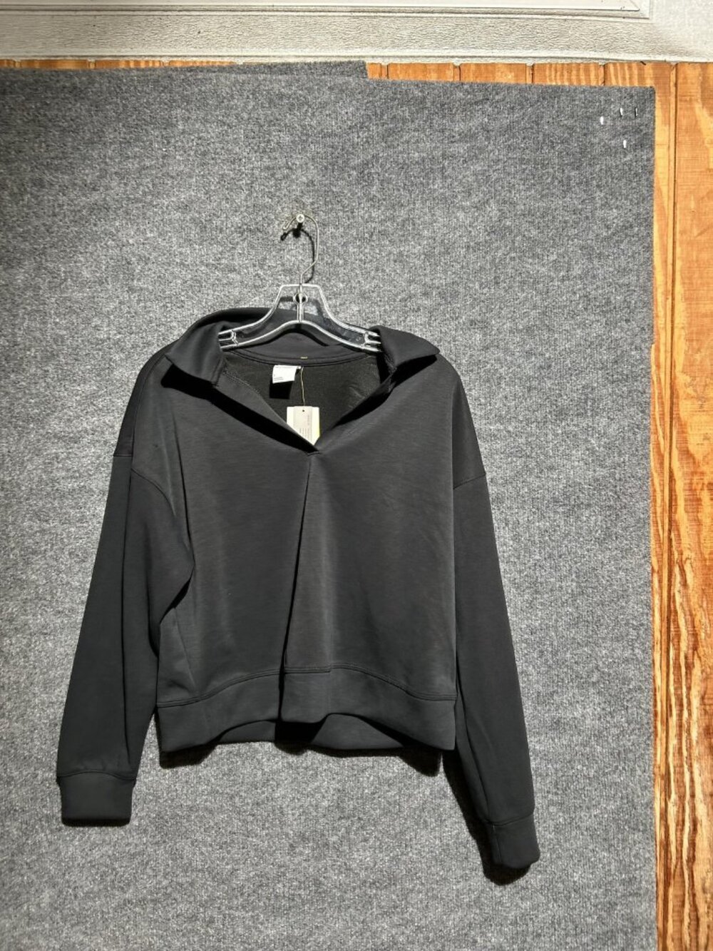 All In Motion Sweatshirt Womens Small Black Collared Fleece Pullover Logo